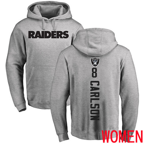 Oakland Raiders Ash Women Daniel Carlson Backer NFL Football #8 Pullover Hoodie Sweatshirts->women nfl jersey->Women Jersey